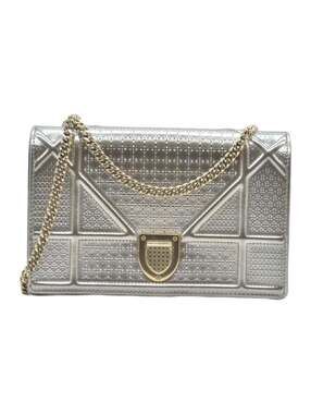 $2700 Christian Dior Cannage Diorama Metallic Silver